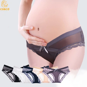 Summer Maternity Panties Seamless Lace Low Waist V Briefs for Pregnant Women Pregnancy Underwear Lingerie