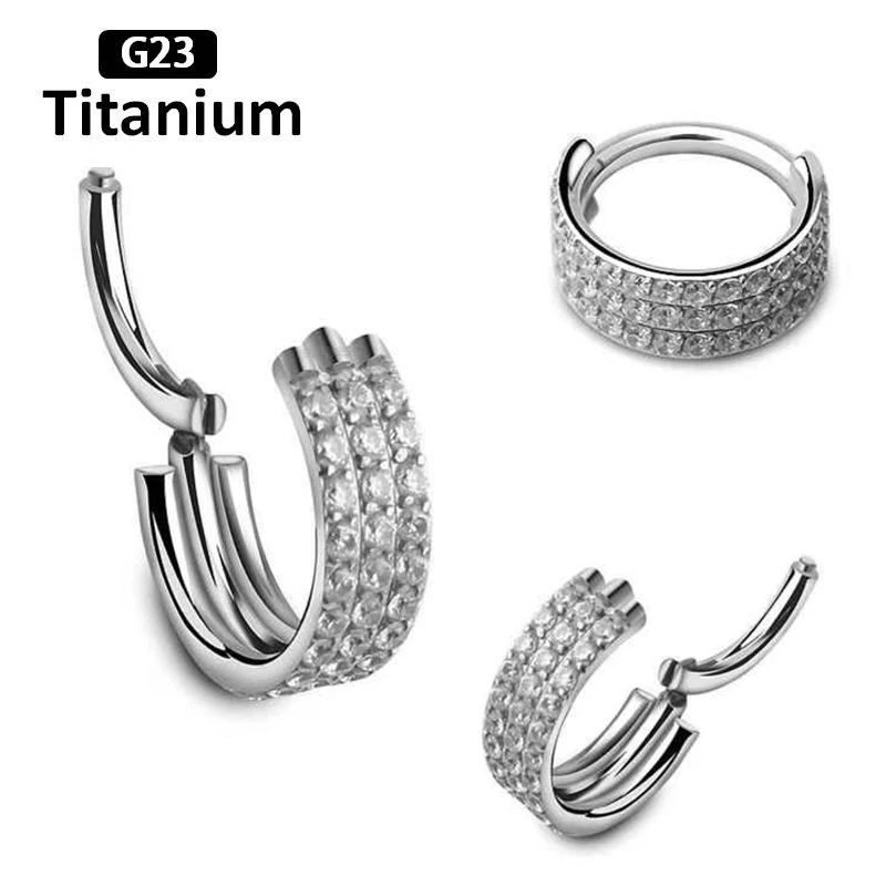 Серьги F136 из титана, трехрядные циркониевые кольца для перегородки, носа, Козелка, завитка ушной раковины, пирсинг, 1 шт.
Серьги F136 из титана, трехрядные циркониевые кольца для перегородки, носа, Козелка, завитка ушной раковины, пирсинг, 1 шт.