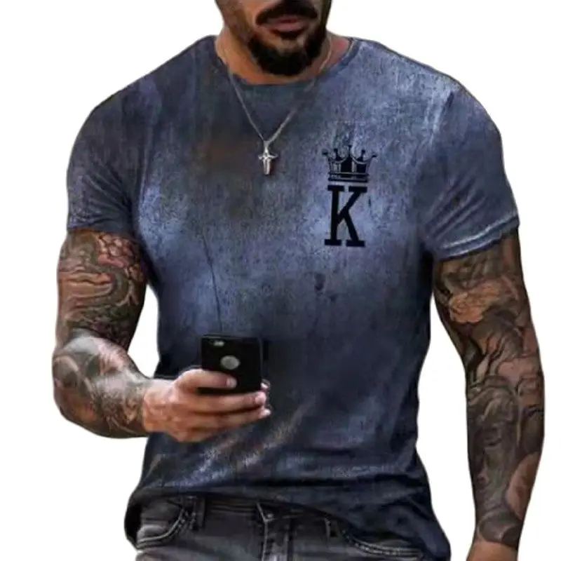Летняя мужская футболка с 3D принтом покера K модная одежда в европейском и