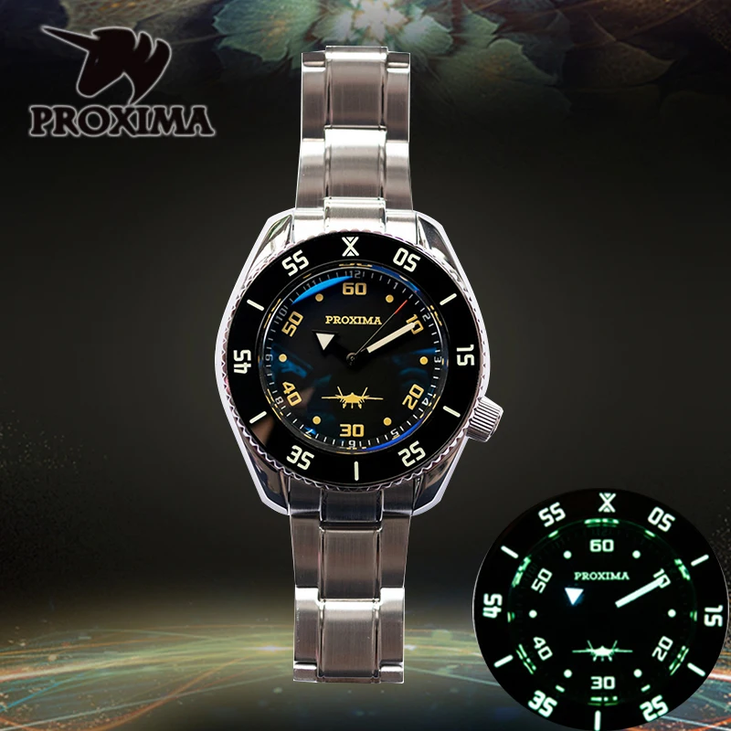 Proxima PX1683 New Pilot Men's Diving Watch Automatic Winding Watch NH35A Movement Luxury C3 Green Luminous Ceramic Bezel
Proxima PX1683 New Pilot Men's Diving Watch Automatic Winding Watch NH35A Movement Luxury C3 Green Luminous Ceramic Bezel