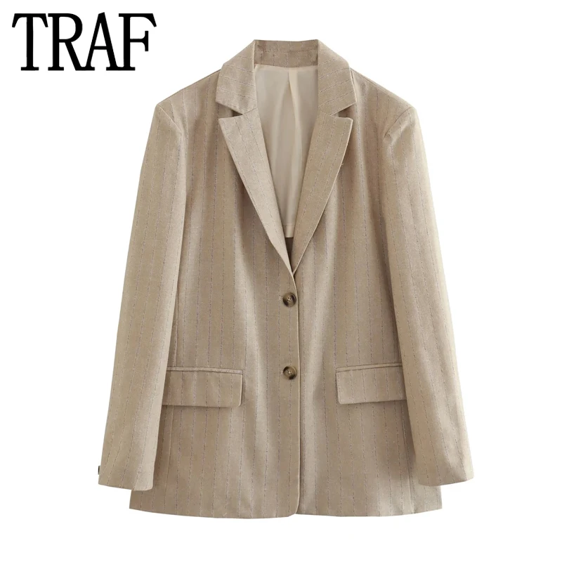 TRAF 2023 Striped Blazer Women Long Sleeve Blazers For Women Elegant Stylish Summer Jacket Office Casual New In Outerwear
TRAF 2023 Striped Blazer Women Long Sleeve Blazers For Women Elegant Stylish Summer Jacket Office Casual New In Outerwear