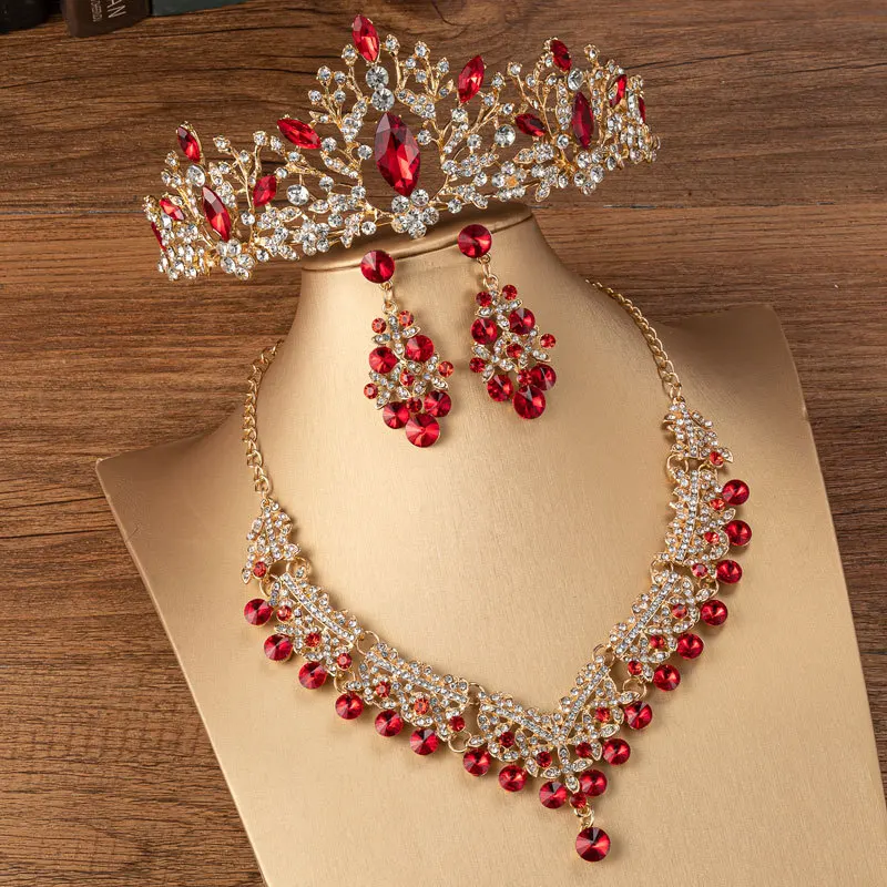 Gorgeous Red Crystal Bridal Jewelry Sets For Women Pageant Tiaras Luxury Earrings Necklace Crown Bride Wedding Dubai Jewelry Set
Gorgeous Red Crystal Bridal Jewelry Sets For Women Pageant Tiaras Luxury Earrings Necklace Crown Bride Wedding Dubai Jewelry Set