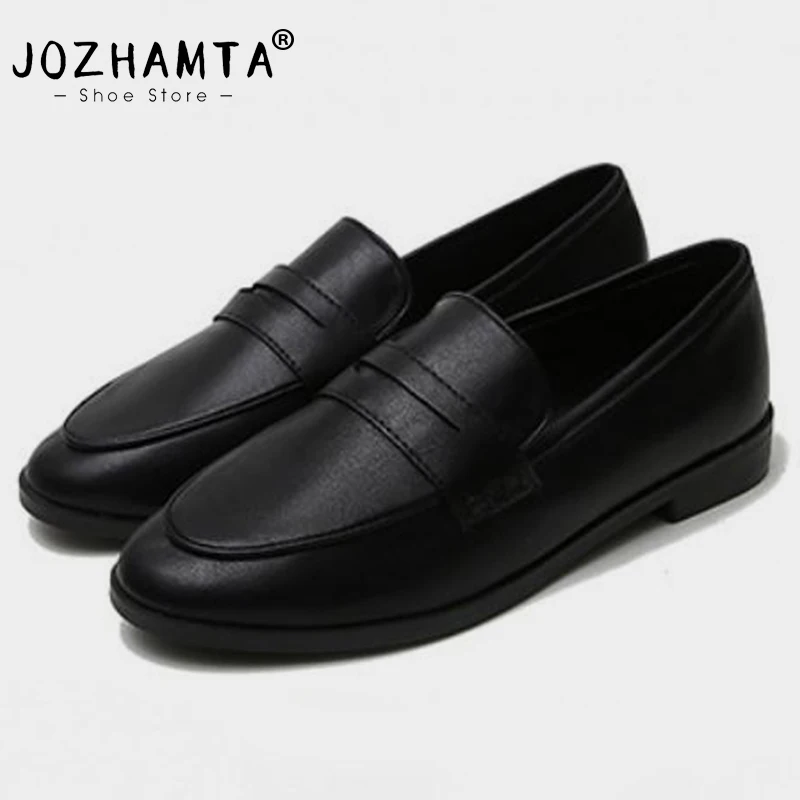 Женские туфли на плоской подошве JOZHAMTA, лоферы из искусственной кожи с круглым носком, на низком каблуке, повседневная мягкая кожаная обувь, ... 
Женские туфли на плоской подошве JOZHAMTA, лоферы из искусственной кожи с круглым носком, на низком каблуке, повседневная мягкая кожаная обувь, ...