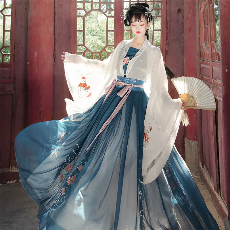 

Женский костюм, новый стиль, женское платье династии Хань, вышивка, Династия Тан, одежда для народного танца принцессы