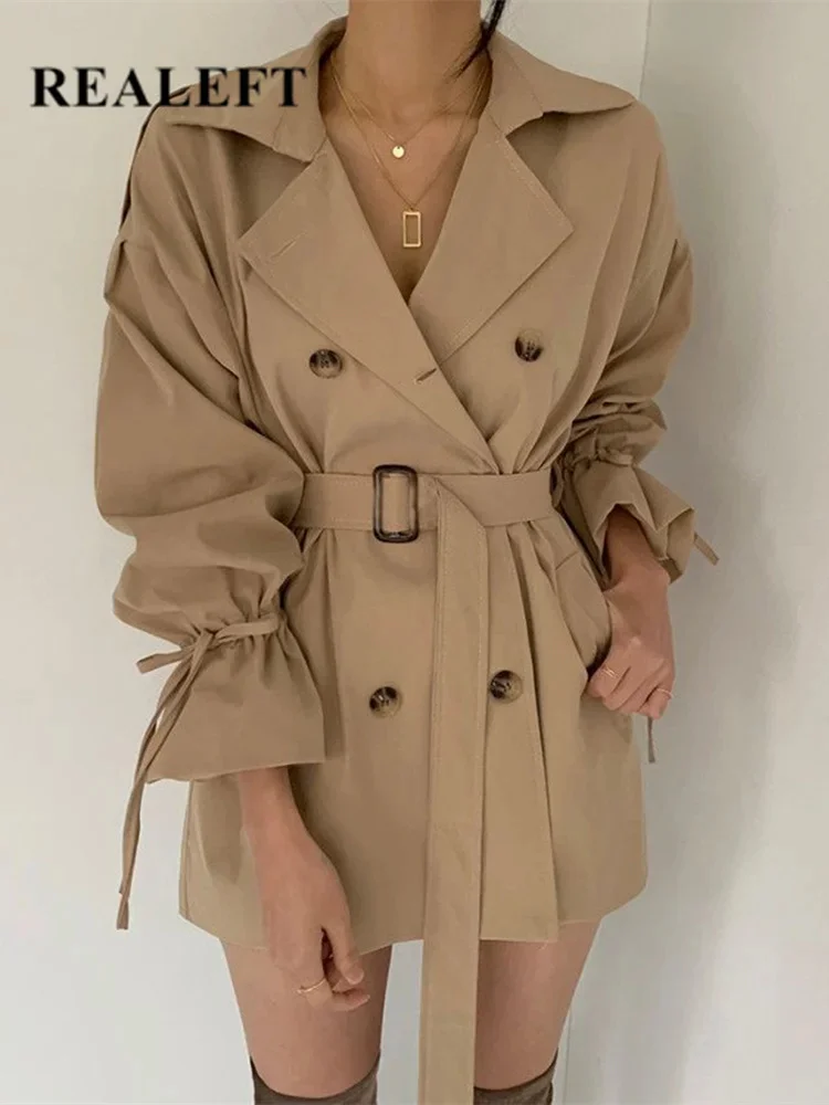 REALEFT New Autumn Winter Khaki Minimalist Women's Trench Coat Sashes Windbreaker Loose Flare Sleeve Double Breasted Trench
REALEFT New Autumn Winter Khaki Minimalist Women's Trench Coat Sashes Windbreaker Loose Flare Sleeve Double Breasted Trench