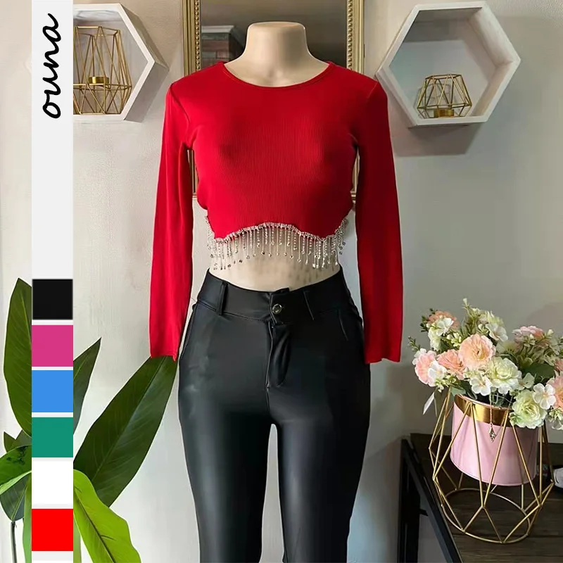 Spring Summer T-shirt Women's Sexy Solid Slim Fit Tassel Stitching T-shirt Women Long Sleeve O-Neck Irregular Short T-shirt Top
Spring Summer T-shirt Women's Sexy Solid Slim Fit Tassel Stitching T-shirt Women Long Sleeve O-Neck Irregular Short T-shirt Top
