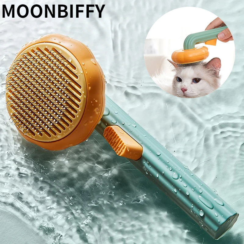

Pumpkin Self Cleaning Slicker Comb for Dog Cat Puppy Rabbit Grooming Brush Tool Gently Removes Loose Undercoat Tangled Hair pets