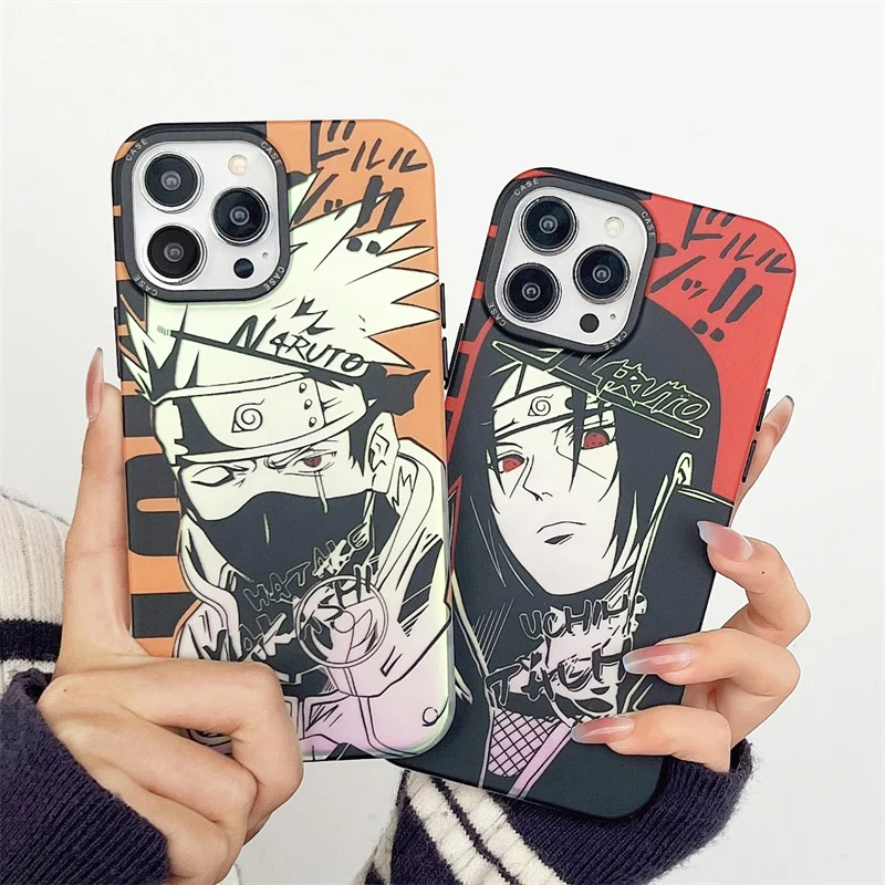 

Bandai Naruto Laser Phone Case for iphone 11 12 13 14 pro max 14pro Japan Anime Kakashi Itachi Sasuke Shockproof Cover Funda