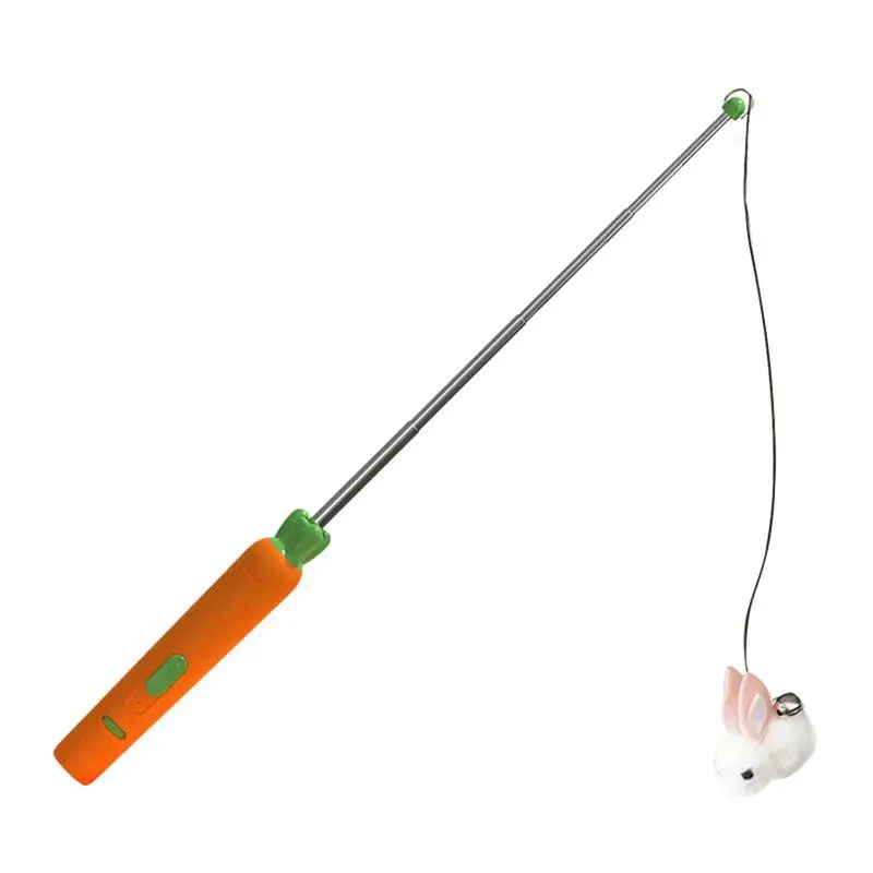 

Cat Wand Fishing Pole Kitten Toys Retractable Cat Stick With Bunny And Bell For Exercise Interactive Pet Teaser For Cats Kittens