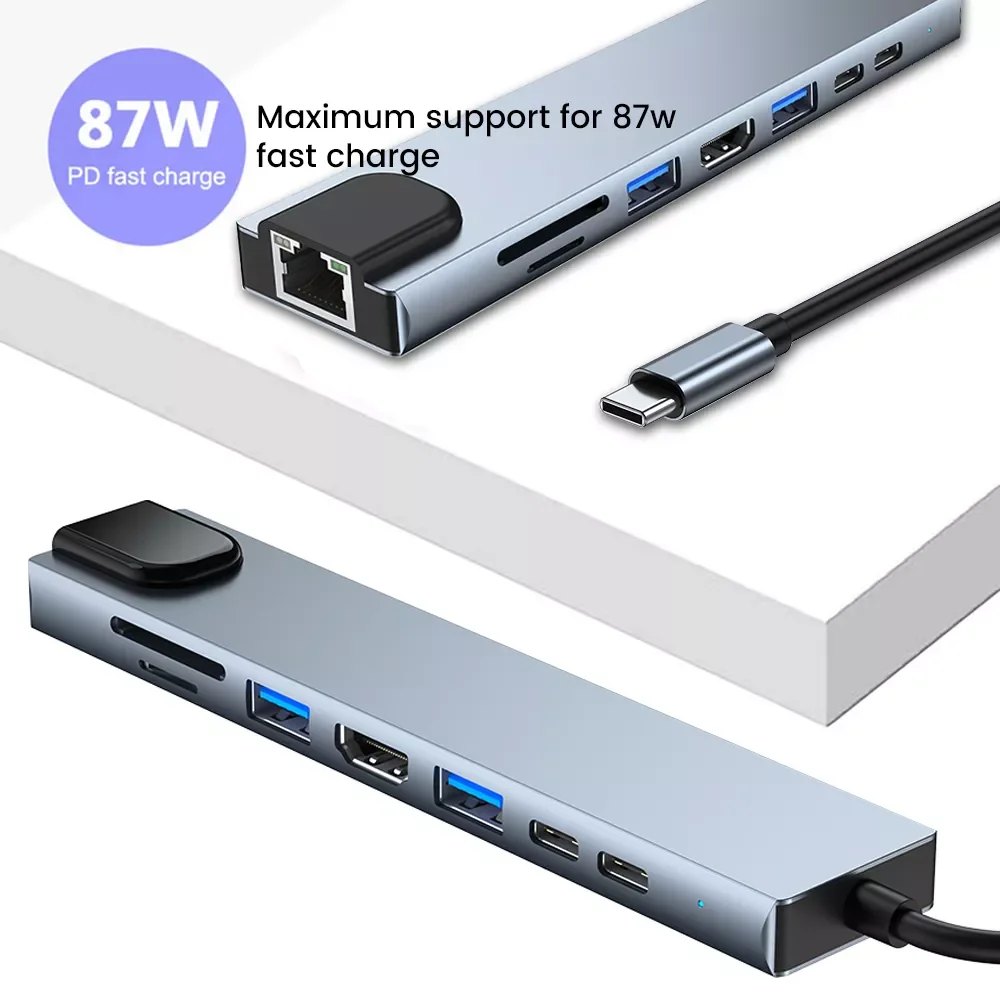 USB 3.0 Type-C Hub To HDMI-compatible 4K USB C Hub with Hub 3.0 TF SD Reader Slot RJ45 PD for MacBook Pro/Air/Huawei Mate
USB 3.0 Type-C Hub To HDMI-compatible 4K USB C Hub with Hub 3.0 TF SD Reader Slot RJ45 PD for MacBook Pro/Air/Huawei Mate