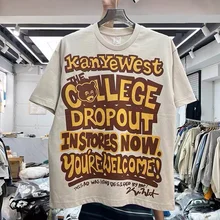 Bear monogrammed hip-hop short-sleeved T-shirt