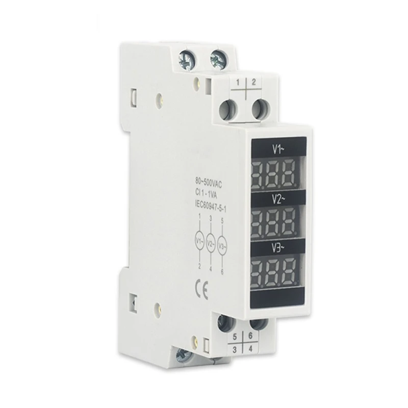 Din Rail Mount Three-Phase Voltage Meter AC 80-500V Mini Modular Voltmeter Gauge Indicator LED Digital Display Voltmeter
Din Rail Mount Three-Phase Voltage Meter AC 80-500V Mini Modular Voltmeter Gauge Indicator LED Digital Display Voltmeter