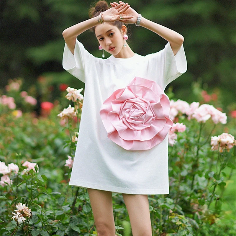 2022 Summer Long T Shirts Loose Straight Short Sleeve Top Long Tees with Flower Girls Ladies Casual Pullovers
2022 Summer Long T Shirts Loose Straight Short Sleeve Top Long Tees with Flower Girls Ladies Casual Pullovers