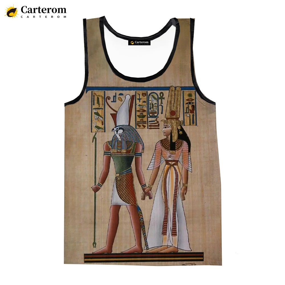 

Майка без рукавов для мужчин и женщин, топ с 3d-цифровым принтом древнего египетского бога египта, Фараона, жилет в стиле Харадзюку, большие р...