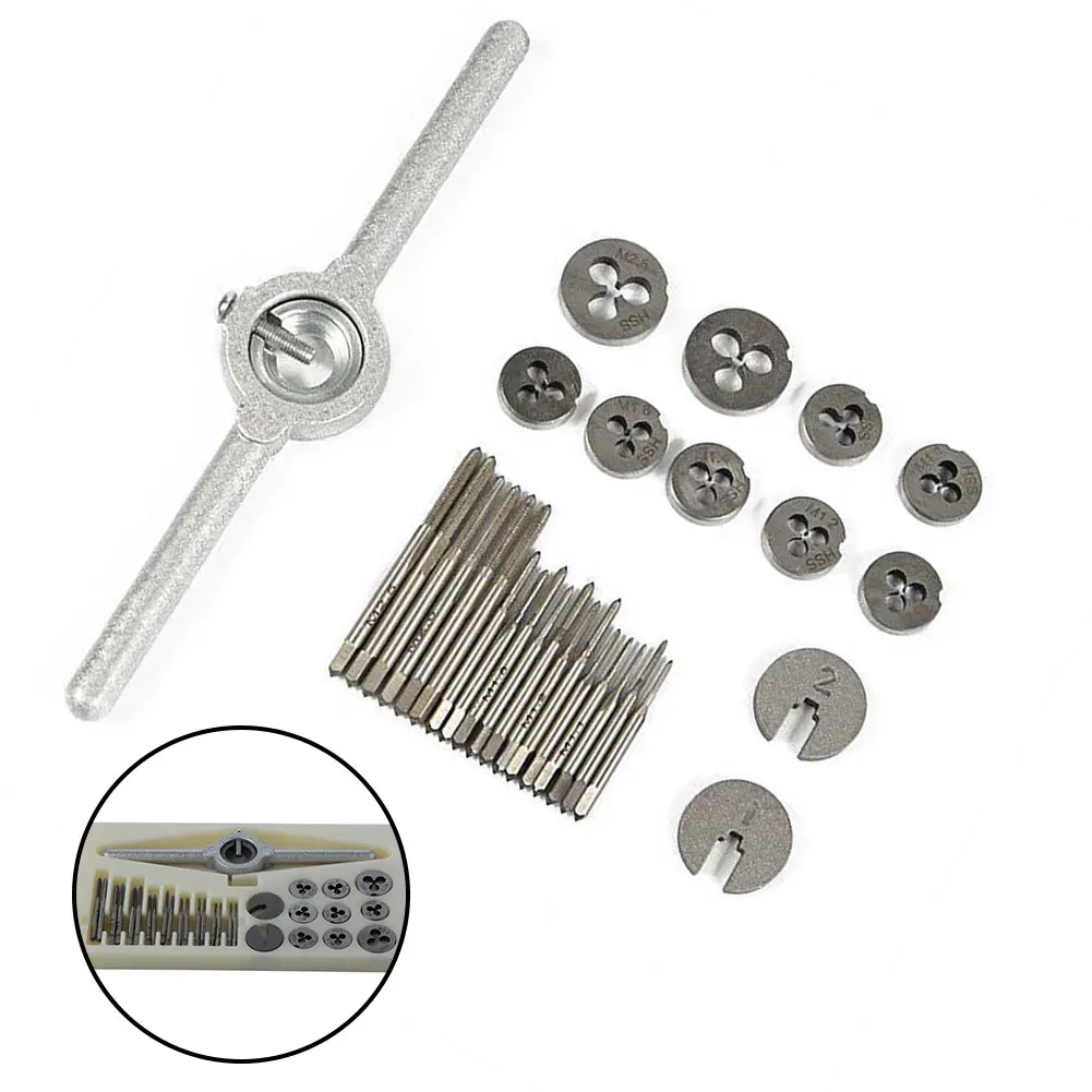 Tapping Tools Tap Die Set Wrench 31pcs High Speed Steel Multi-purpose Perfect Tap Holder High Quality Practical
Tapping Tools Tap Die Set Wrench 31pcs High Speed Steel Multi-purpose Perfect Tap Holder High Quality Practical