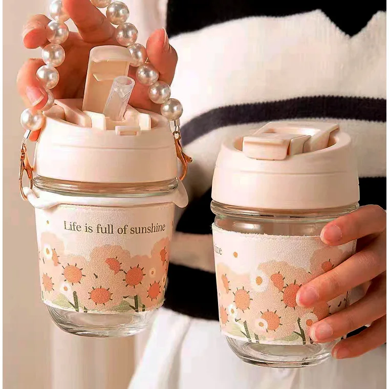 High Beauty Girl Double Drink Glass Cup with Hand Gift Coffee Cup with Straw ins Wind Mesh Red Pearl Chain Cup
High Beauty Girl Double Drink Glass Cup with Hand Gift Coffee Cup with Straw ins Wind Mesh Red Pearl Chain Cup