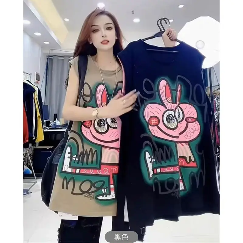 Summer Sleeveless High Street Fashion Pullovers Women Vest Y2K Funny Printed Chic T-shirts Female Top Oversized Loose Tunics
Summer Sleeveless High Street Fashion Pullovers Women Vest Y2K Funny Printed Chic T-shirts Female Top Oversized Loose Tunics