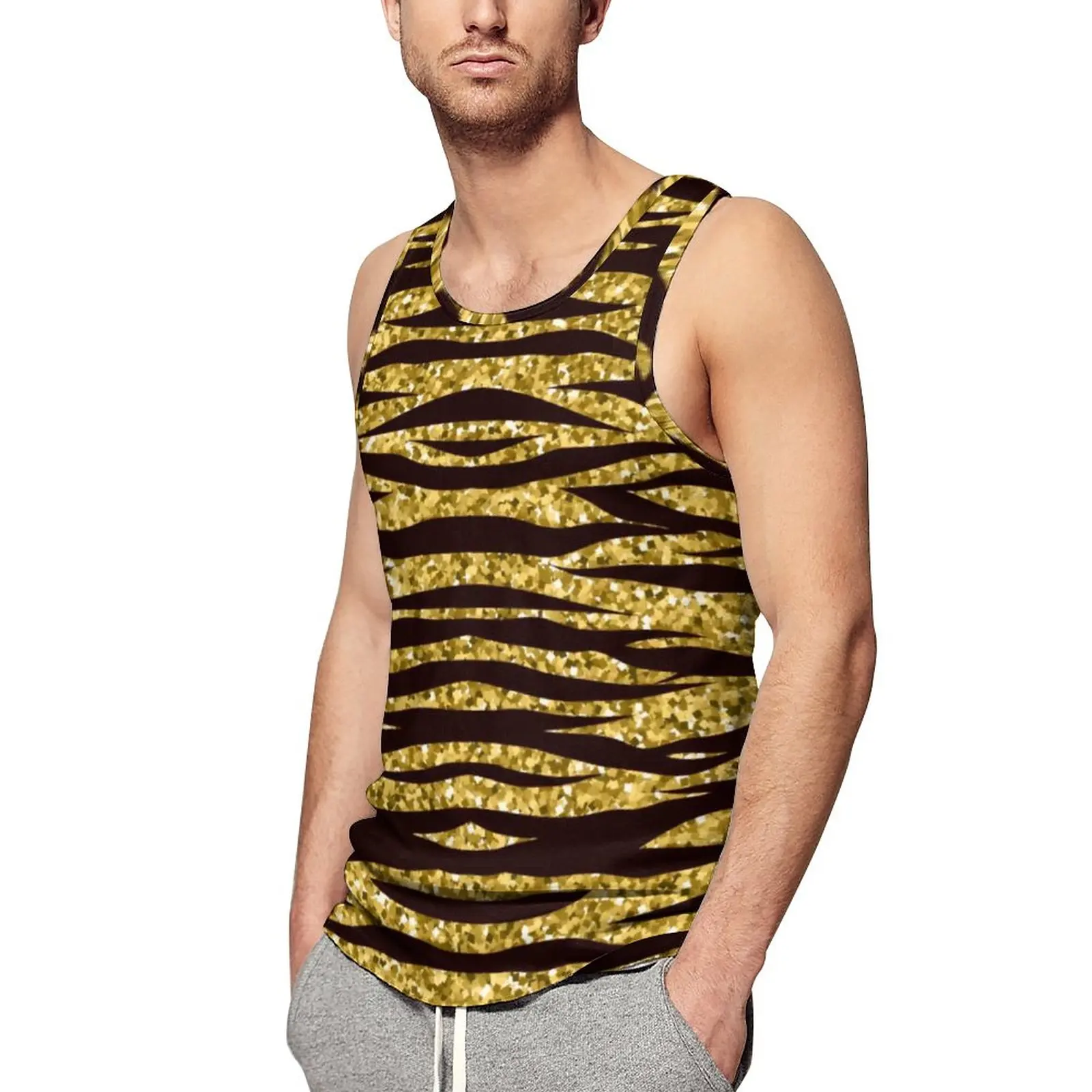 Golden Tiger Stripes Tank Top Mens Animal Skin Pattern Training Oversized Tops Daily Fashion Graphic Sleeveless Vests
Golden Tiger Stripes Tank Top Mens Animal Skin Pattern Training Oversized Tops Daily Fashion Graphic Sleeveless Vests