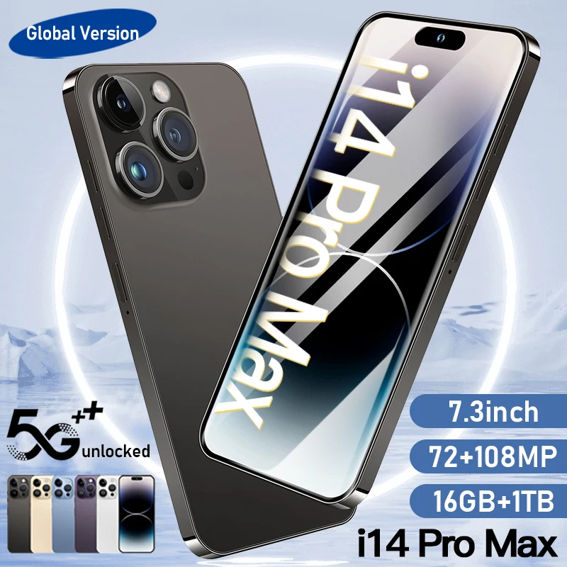 

2023 i 14 pro max unlocked phone 3G 4G 5G original cell phone 7.3inch 108MP smartphone phone 6800mAh smart phone 16G+1TB i14 pro