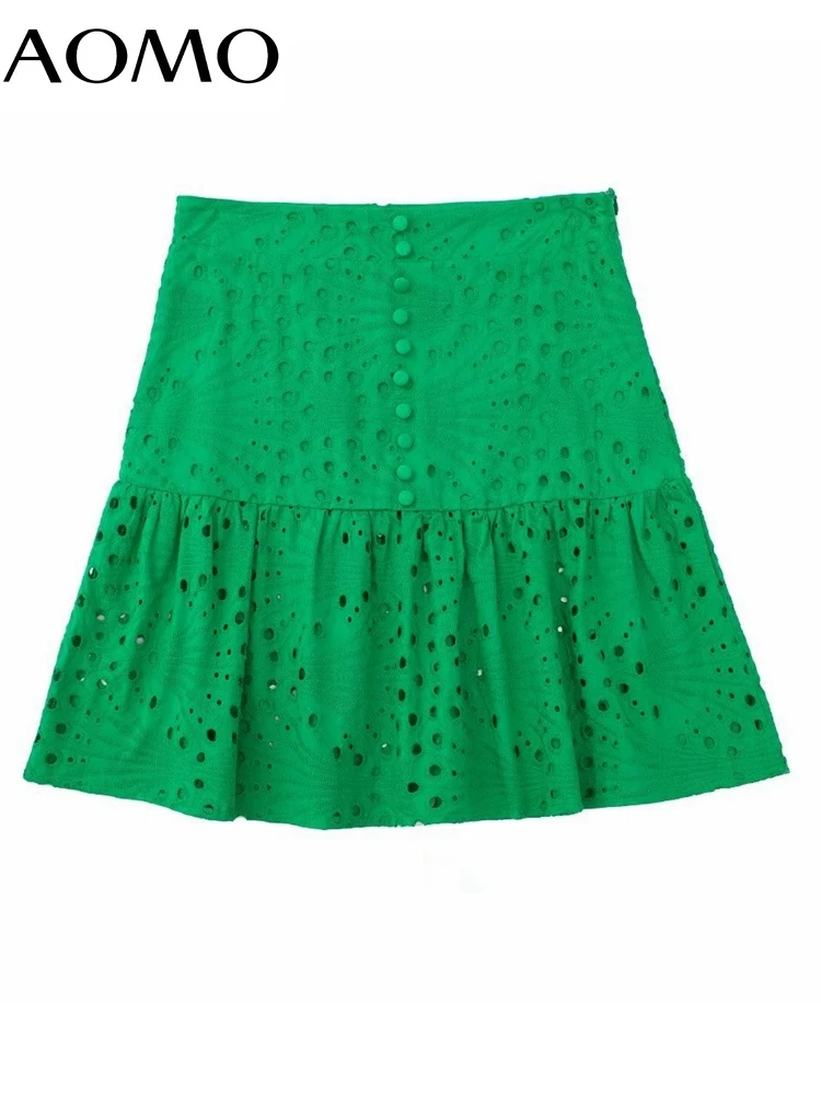AOMO Women Fashion Front Buttons Green Embroidery Cotton Mini Skirt Vintage High Waist Side Zipper Female Skirts 3H486A 
AOMO Women Fashion Front Buttons Green Embroidery Cotton Mini Skirt Vintage High Waist Side Zipper Female Skirts 3H486A