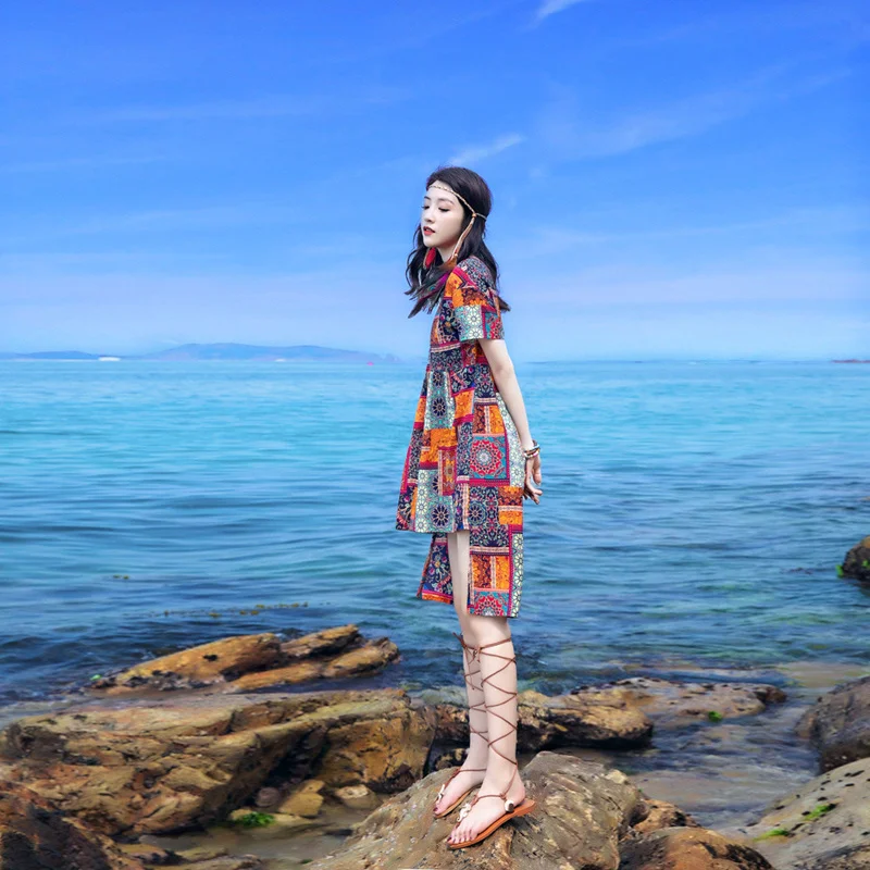 Women's summer chiffon dress, seaside holiday beach skirt, small short skirt, Korean version, ethnic style, teacher's medium and
Women's summer chiffon dress, seaside holiday beach skirt, small short skirt, Korean version, ethnic style, teacher's medium and