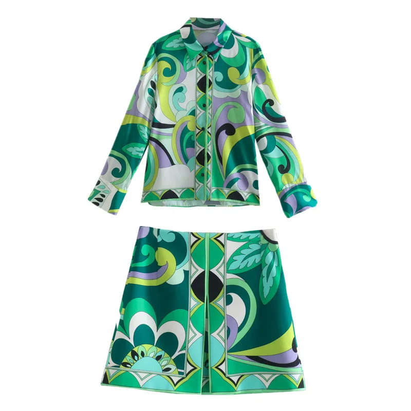 High-waisted Short Skirt Suit Summer New Women Fashion All-match Bow Print Long-sleeved Shirt Boho Birthday Green Vintage 2022
High-waisted Short Skirt Suit Summer New Women Fashion All-match Bow Print Long-sleeved Shirt Boho Birthday Green Vintage 2022