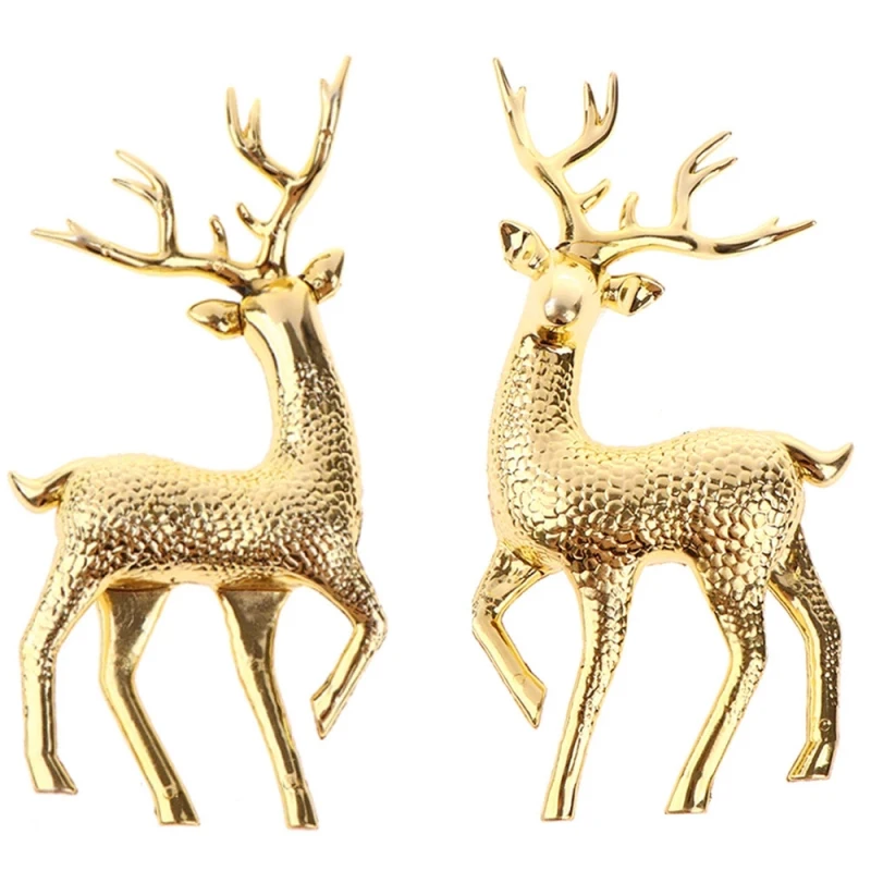 

1Pc Artificial Christmas Simulation Sika Deer Reindeer Fairy Animal Statue Home Elk Display Cabinet Ornaments Tale Garden Props