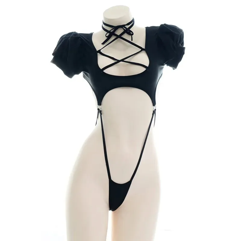 Женский слитный купальник с рукавами-фонариками, черный купальник с перекрестными лямками, костюм для косплея
Женский слитный купальник с рукавами-фонариками, черный купальник с перекрестными лямками, костюм для косплея