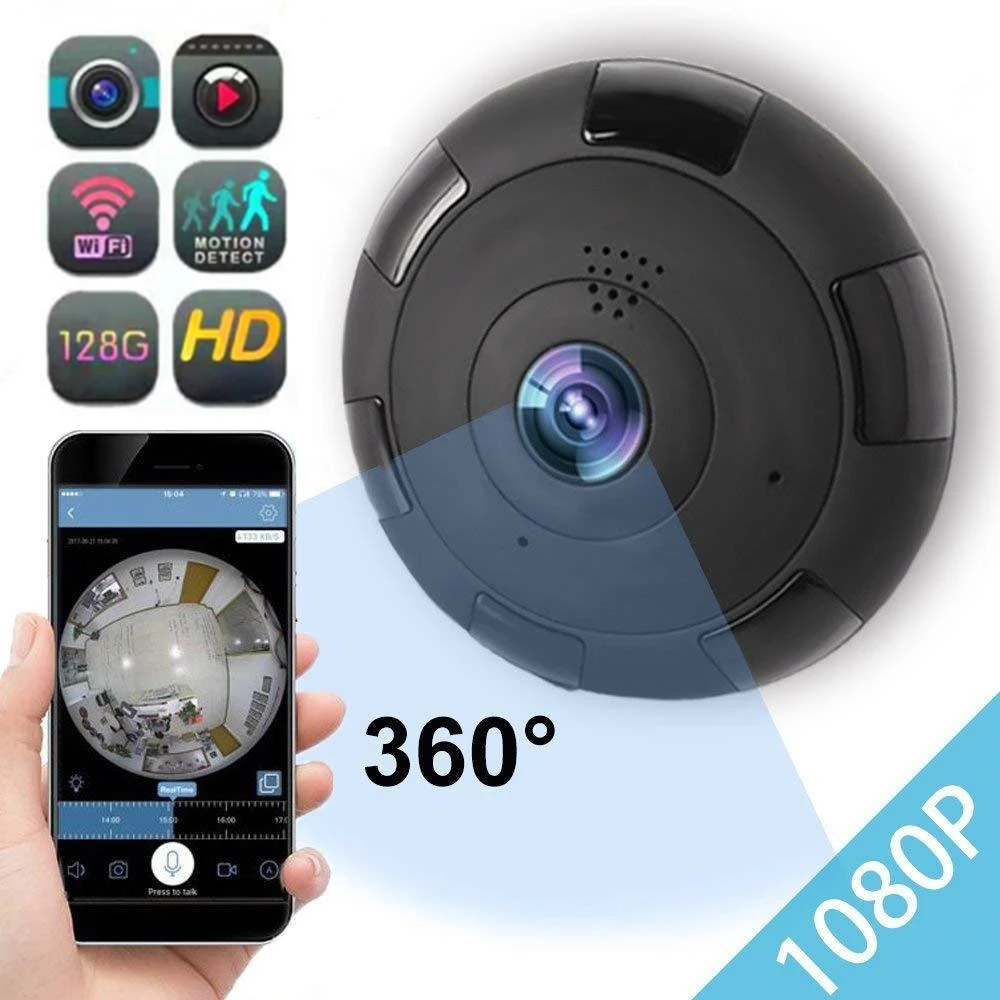 

Mini 1080P HD WiFi Camera VR 360° Panoramic Wireless Home Security Monitor Intelligent Night Vision Motion Detection IP Cameras