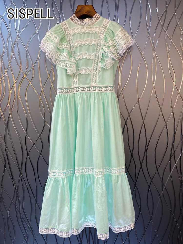 SISPELL Embroidery Lace Dress For Women Stand Collar Short Sleeve High Waist Colorblock Pullover Long Dresses Female Fashion New
SISPELL Embroidery Lace Dress For Women Stand Collar Short Sleeve High Waist Colorblock Pullover Long Dresses Female Fashion New