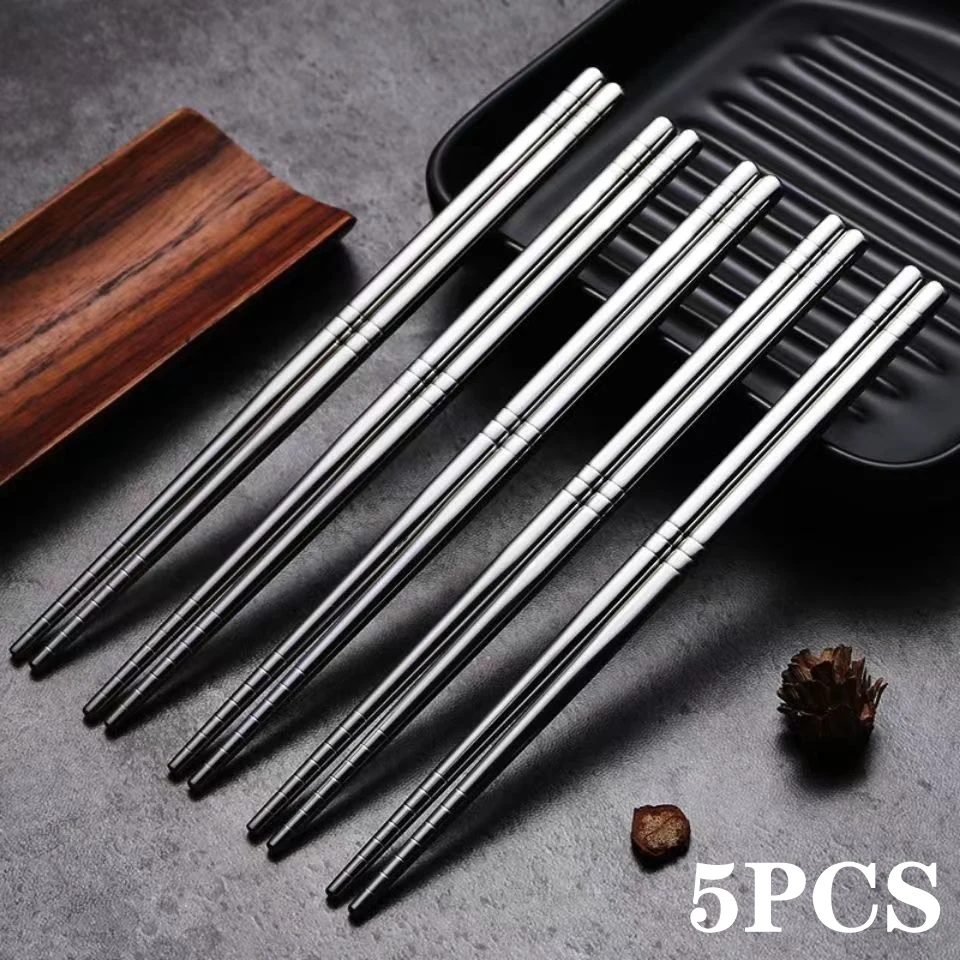 5Pair Chopsticks Non-Slip Stylish Healthy Light Weight Chinese Stainless Steel Reusable Metal Chopstick for Sushi Food Tableware
5Pair Chopsticks Non-Slip Stylish Healthy Light Weight Chinese Stainless Steel Reusable Metal Chopstick for Sushi Food Tableware