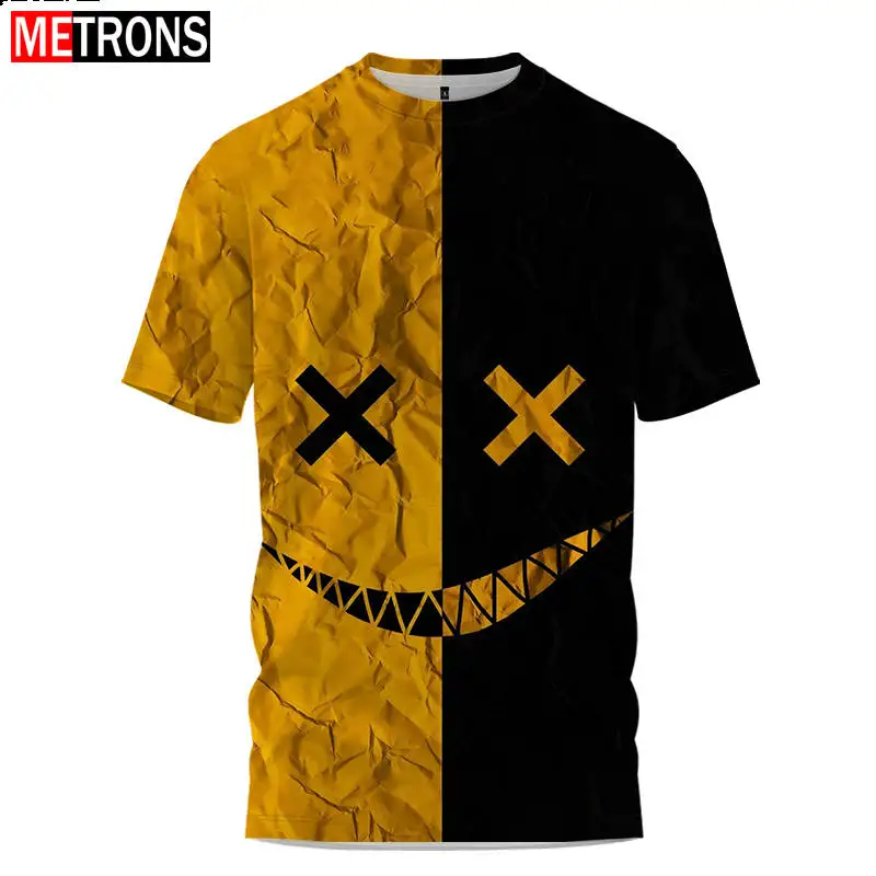 2023 Summer New Couple Short Sleeve Devil Smiling Face 3D Digital Print Men's and Women's Street Casual Style Round Neck Top 
2023 Summer New Couple Short Sleeve Devil Smiling Face 3D Digital Print Men's and Women's Street Casual Style Round Neck Top
