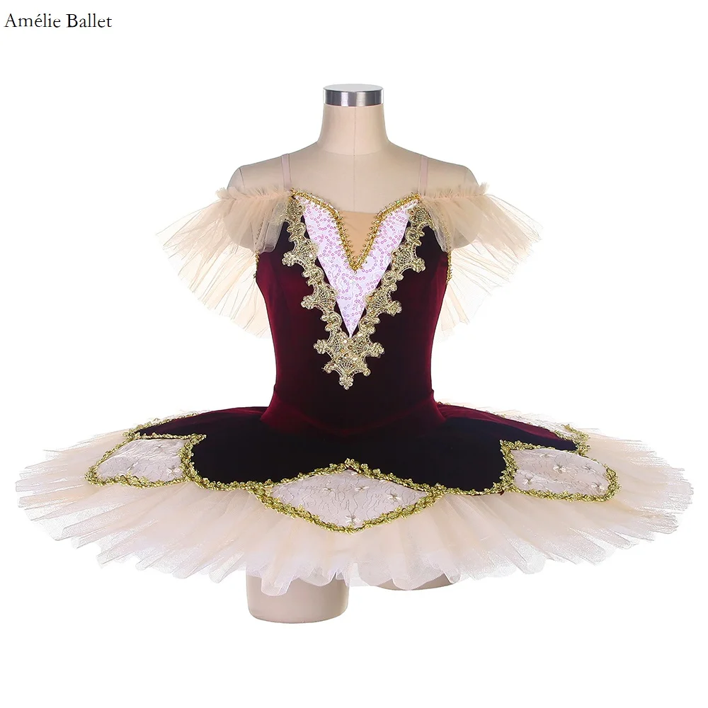 BLL437 Off Shoulder Bordeaux Red Velvet Bodice Pre-professional Ballet PancakeTutu for Adult & Girls Performance Dance Dress
BLL437 Off Shoulder Bordeaux Red Velvet Bodice Pre-professional Ballet PancakeTutu for Adult & Girls Performance Dance Dress