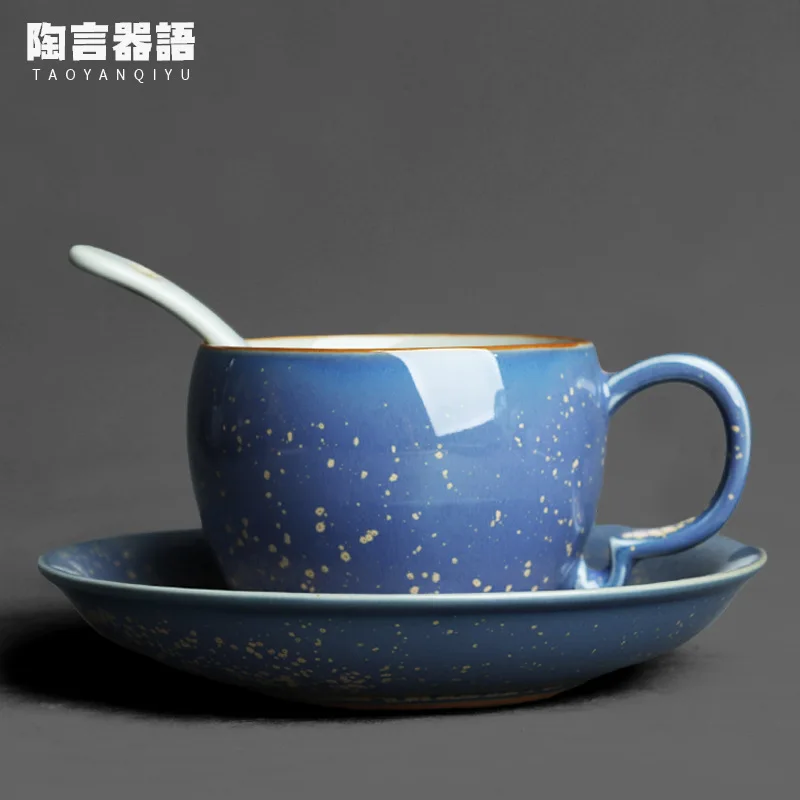 Yuzhou blue kiln becomes personal coffee milk cup oil drop Tianmu starry sky texture effect with spoon household ceramic water c
Yuzhou blue kiln becomes personal coffee milk cup oil drop Tianmu starry sky texture effect with spoon household ceramic water c