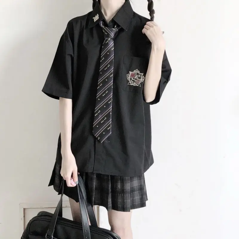 Deeptown Preppy JK Black Shirt Women Japanese Style Short Sleeve Blouses Harajuku Fashion Detailed Embroidery White Top Oversize
Deeptown Preppy JK Black Shirt Women Japanese Style Short Sleeve Blouses Harajuku Fashion Detailed Embroidery White Top Oversize