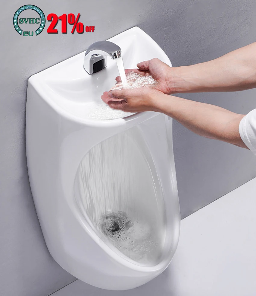 Urinal with wash basin induction faucet combo 2 in 1men's wall-mounted new ceramic boys urinal 360*360*740mm wall/ground drain
Urinal with wash basin induction faucet combo 2 in 1men's wall-mounted new ceramic boys urinal 360*360*740mm wall/ground drain