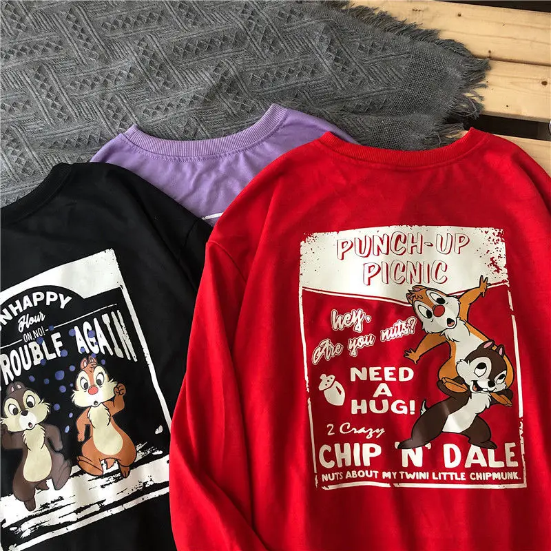 Disney Sweatshirt Fashion Front Back Chip 'n' Dale Chipmunk Letters Cartoon Print lady Sweatshirt O-neck Long Sleeve Casual Top
Disney Sweatshirt Fashion Front Back Chip 'n' Dale Chipmunk Letters Cartoon Print lady Sweatshirt O-neck Long Sleeve Casual Top