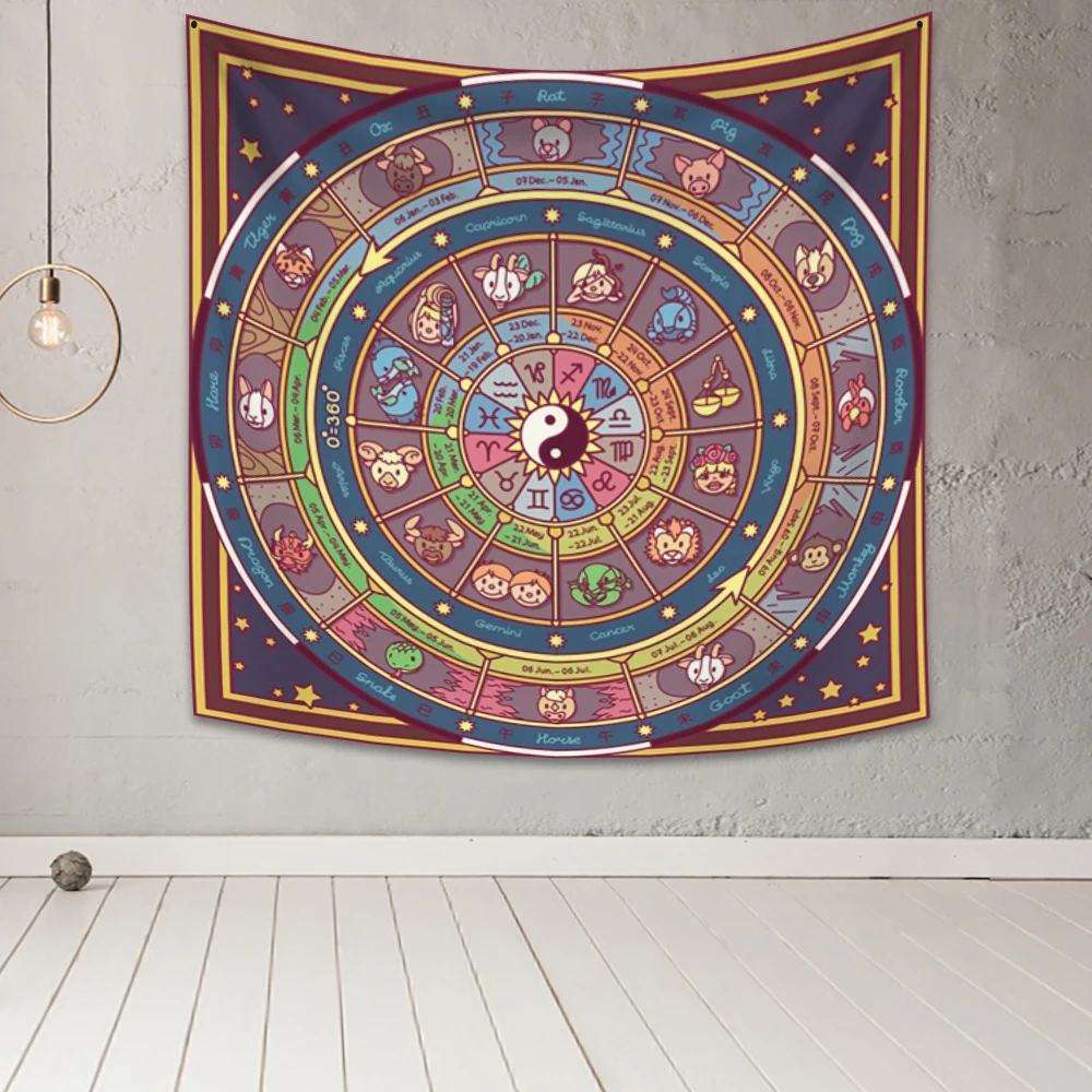 

Tarot Constellation Wall Tapestry Witchcraft Psychedelic Hippie Boho Mandala Dorm Decoration Bedroom Living Room Wall Decor
