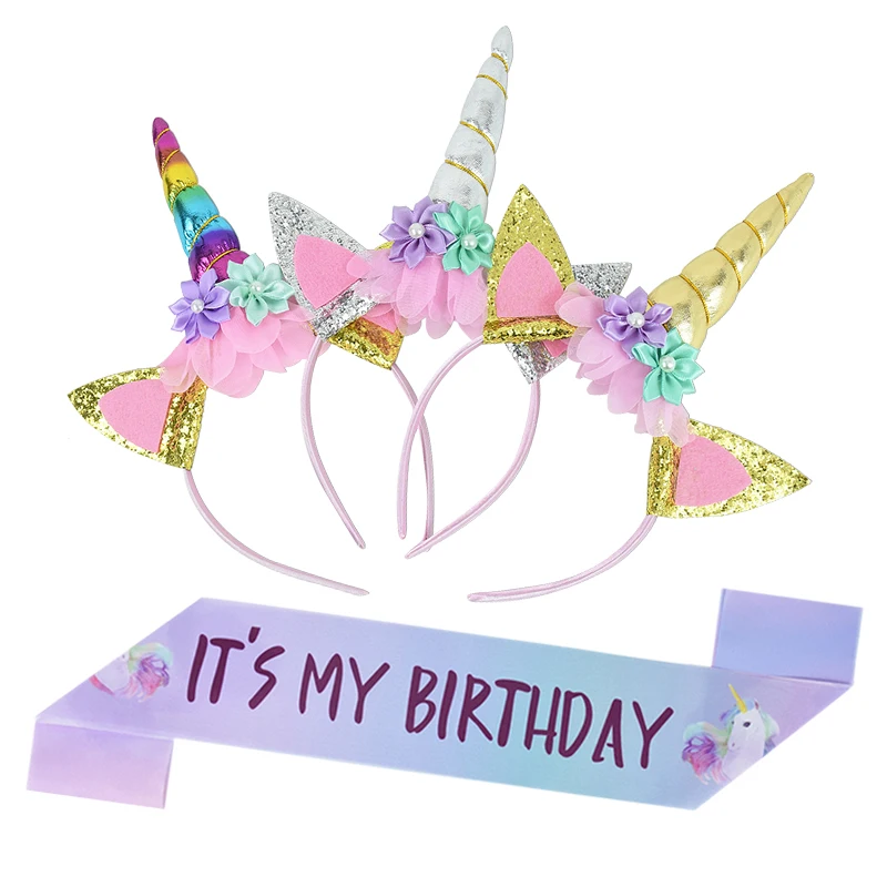 Unicorn Party Decoration Girl Sash Satin Unicorn Headband Headdress Girls 1st Birthday Party Decor Baby Shower Supplies Kid Gift
Unicorn Party Decoration Girl Sash Satin Unicorn Headband Headdress Girls 1st Birthday Party Decor Baby Shower Supplies Kid Gift
