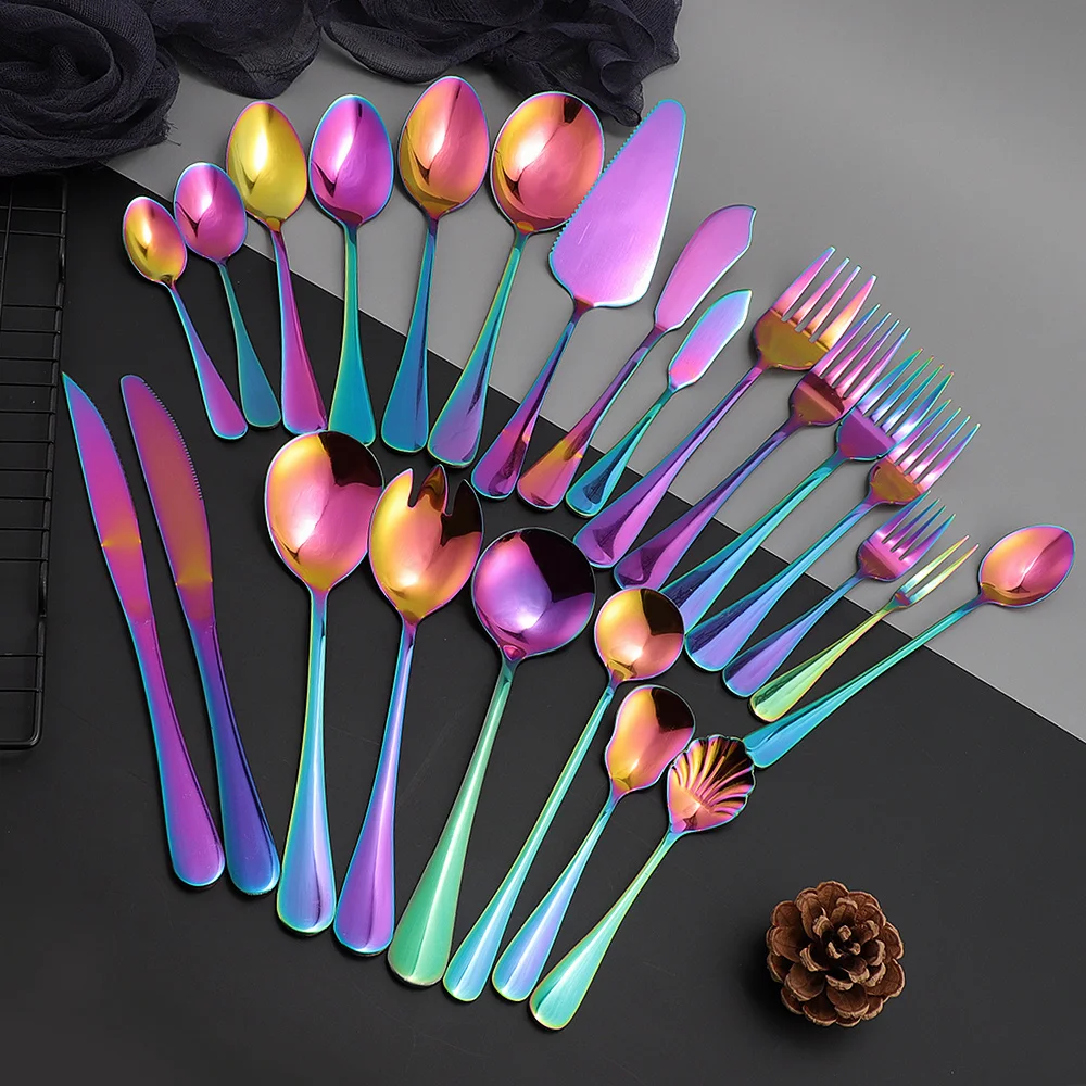 Cutlery Rainbow Mirror Full Dinnerware Fruit Fork Knife Kitchenware Dessert Spoon Tableware Restaurant Service Flatware Cutlery
Cutlery Rainbow Mirror Full Dinnerware Fruit Fork Knife Kitchenware Dessert Spoon Tableware Restaurant Service Flatware Cutlery