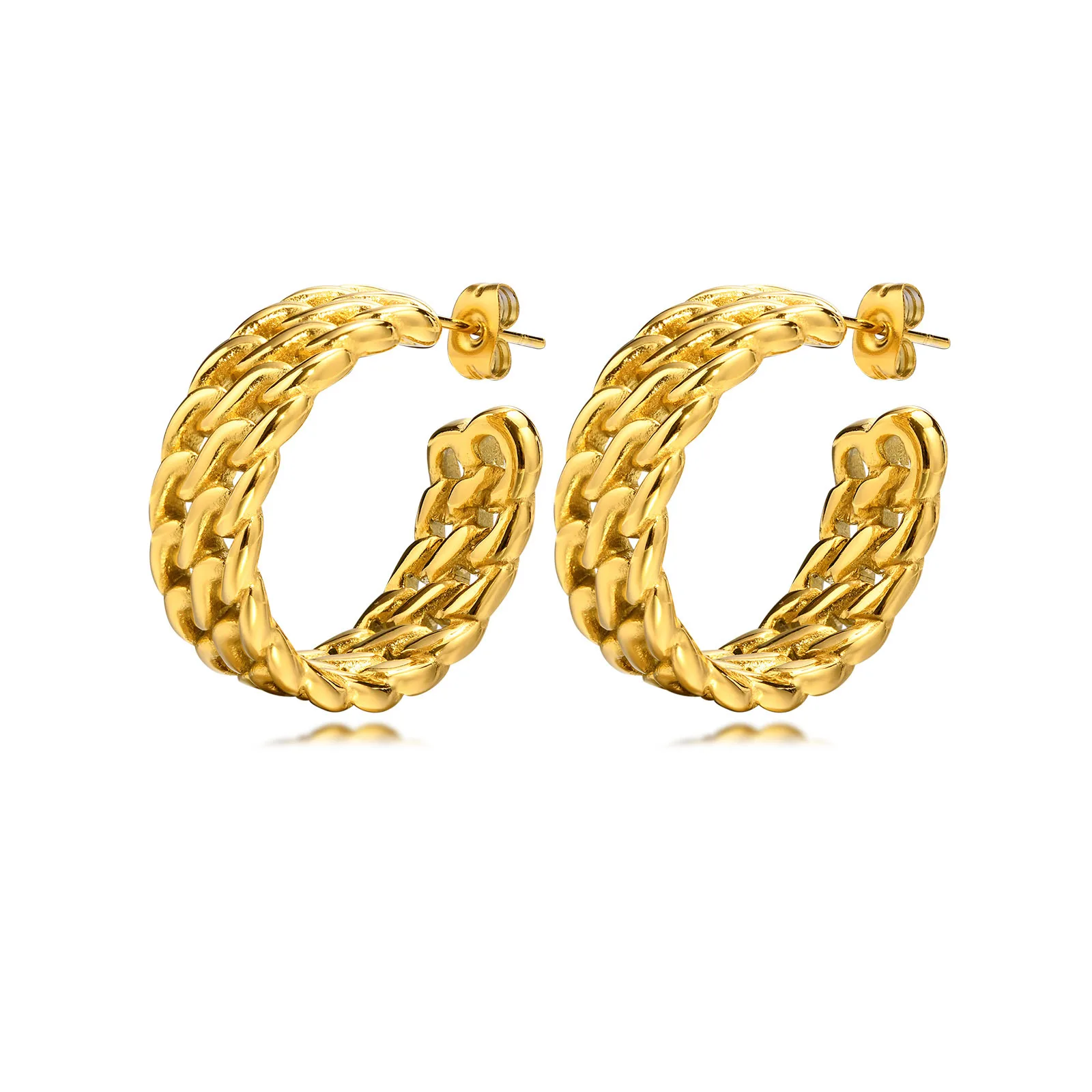 Gold Color Hoop Earrings for Women Young Girls Party Gift Jewelry,Stainless Steel Interlocked Cuban Chain Shape C Earrings
Gold Color Hoop Earrings for Women Young Girls Party Gift Jewelry,Stainless Steel Interlocked Cuban Chain Shape C Earrings