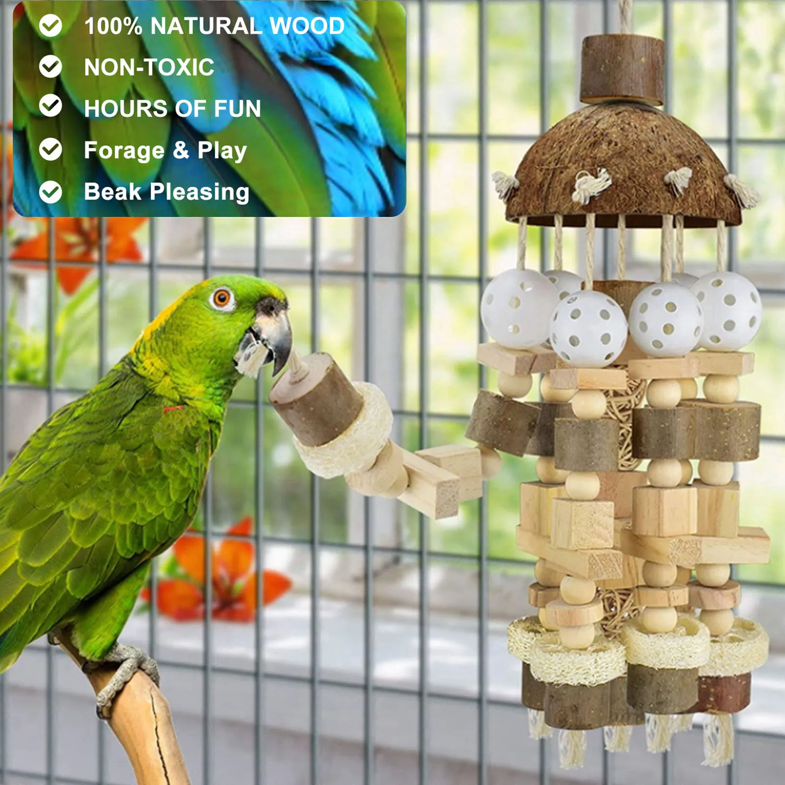 Bird Parrot Chewing Toy Large Parrot Chew Toy Wooden Blocks & Ropes Bird Chew Toy For Cockatoos African Grey Macaws
Bird Parrot Chewing Toy Large Parrot Chew Toy Wooden Blocks & Ropes Bird Chew Toy For Cockatoos African Grey Macaws
