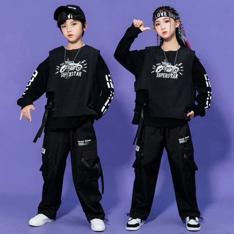 Kids Black Kpop Hip Hop Clothing Vest Sweatshirt Tactical Cargo Pants Teen Boys Streetwear Girls Jazz Dance Costume 8 10 12 14 Y
Kids Black Kpop Hip Hop Clothing Vest Sweatshirt Tactical Cargo Pants Teen Boys Streetwear Girls Jazz Dance Costume 8 10 12 14 Y
