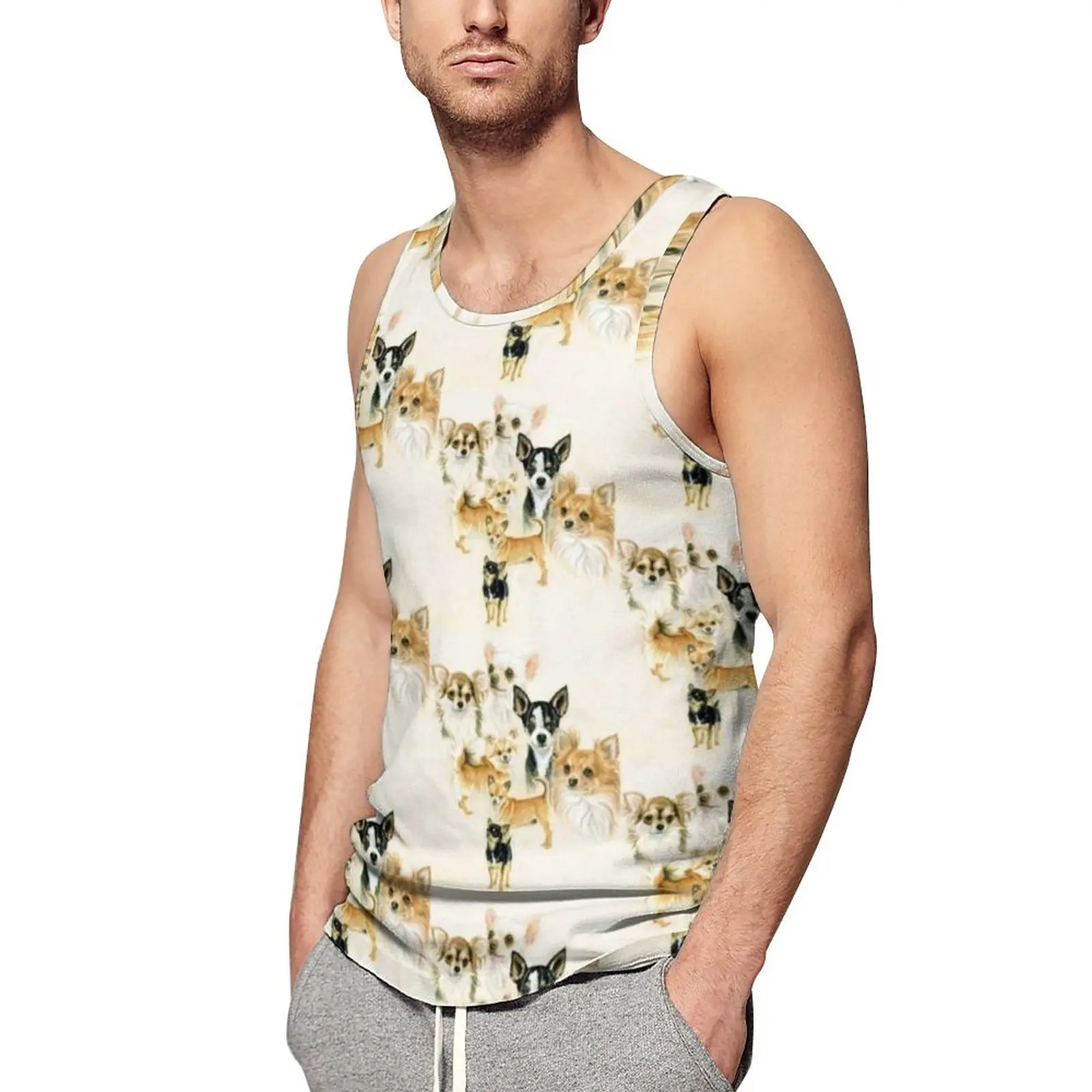 

Chihuahua Summer Tank Top Pets Workout Tops Males Pattern Sportswear Sleeveless Shirts Large Size 4XL 5XL