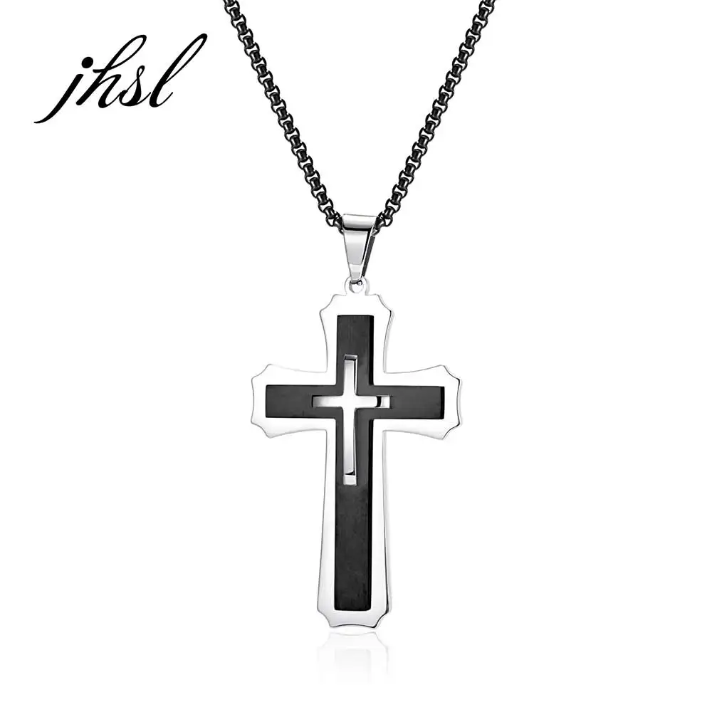 JHSL Large Big Cross Necklace Pendants for Men Male Fashion Christian Jewelry Box Chain Stainless Steel Black Silver Gold Color
JHSL Large Big Cross Necklace Pendants for Men Male Fashion Christian Jewelry Box Chain Stainless Steel Black Silver Gold Color