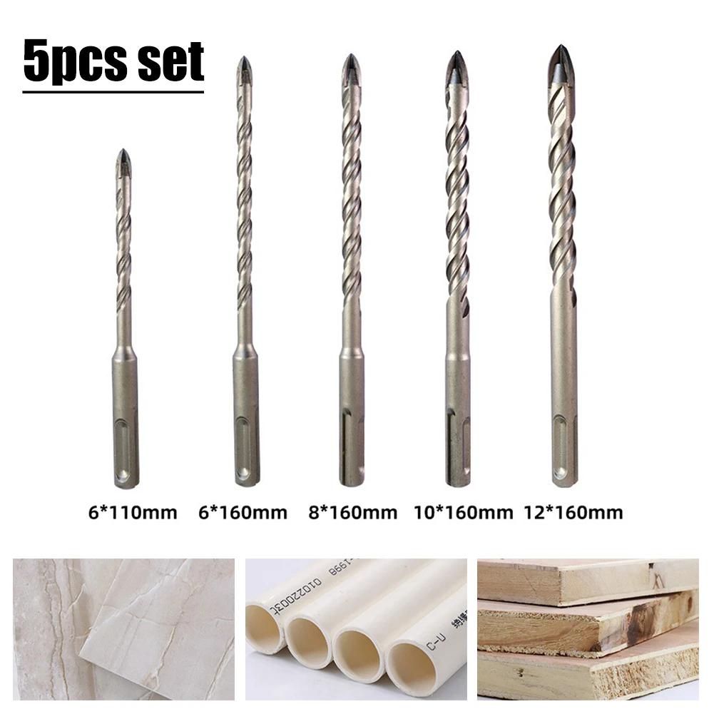 5 Pcs Twist Drill Bits Carbide 6/8/10/12mm Head SDS PLUS Shank For Tile Porcelain Ceramic Stone Drilling Power Tools Accessories
5 Pcs Twist Drill Bits Carbide 6/8/10/12mm Head SDS PLUS Shank For Tile Porcelain Ceramic Stone Drilling Power Tools Accessories