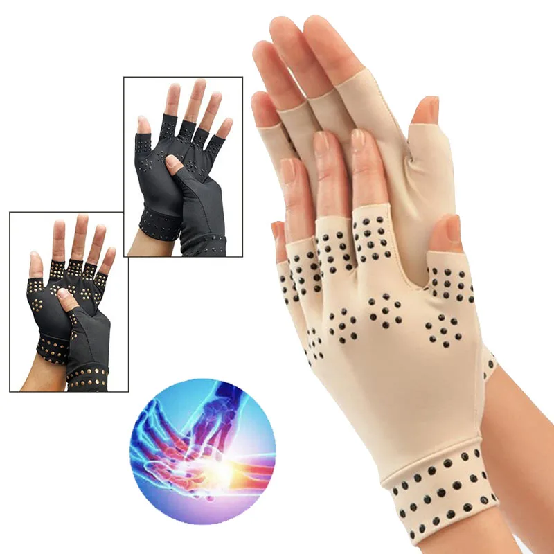 

1Pair Magnetic Therapy Arthritis Gloves Fingerless Rheumatoid Compression Pain Relief Wrist Protector Heal Joints Support Gloves