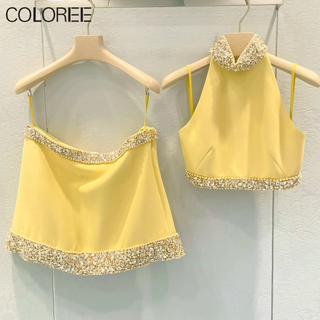 Luxury Crystal Beading Sets for Women 2022 Designer Korean Fashion Elegant Yellow Crop Top+mini Skirts Two Piece Sets Outfits
Luxury Crystal Beading Sets for Women 2022 Designer Korean Fashion Elegant Yellow Crop Top+mini Skirts Two Piece Sets Outfits