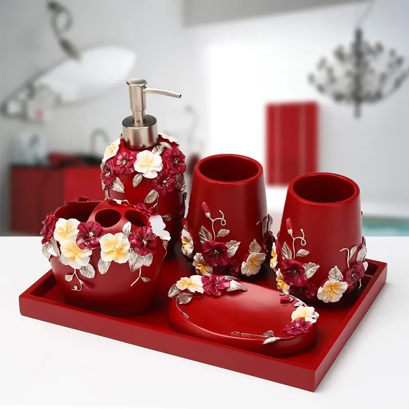 European Bathroom Six-piece Suit Wash Suit Festive Red Flowers Mouth Cup Bathroom Decorations Ornaments Toothbrushing Cup
European Bathroom Six-piece Suit Wash Suit Festive Red Flowers Mouth Cup Bathroom Decorations Ornaments Toothbrushing Cup