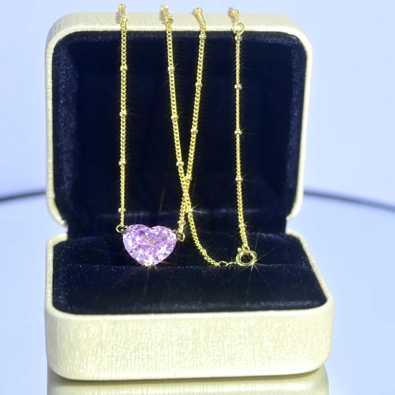 Ожерелье COSYA из серебра 925 пробы с кулоном в виде сердца жёлтого и розового цвета